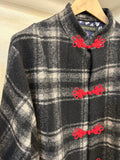 China coat  - WOOL BK GR/BL チャイナキモノコート