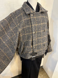 Bicolor coat - wool BR w/ WINE RED boa-fleece