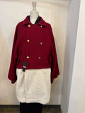 Bicolor coat - wool RD w/ WHITE boa-fleece