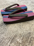 シコロ三味舟形桐下駄 DARK RED/NAVY