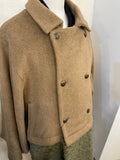 Bicolor coat - wool BEIGE w/ KHAKI boa-fleece