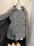 Inverness coat SHORT  -tweed WHITE BLACK