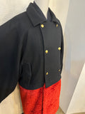 Bicolor coat - cashmere BK w/ RED boa-fleece
