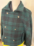 Bicolor coat - wool GRN w/ YELLOW boa-fleece