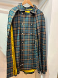 Inverness coat LONG  -BL GRN/MUSTARD