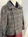 Bicolor coat - wool BR w/ WINE RED boa-fleece