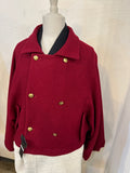 Bicolor coat - wool RD w/ WHITE boa-fleece