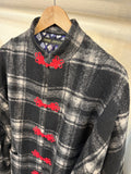 China coat  - WOOL BK GR/BL チャイナキモノコート