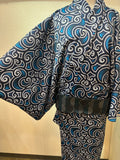 J14 ジャージ単衣　唐草ブルー