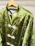 China coat  - VELOR GRN/WT チャイナキモノコート
