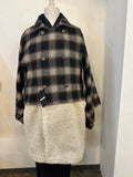 Bicolor coat - wool BRW w/ BEIGE boa-fleece