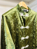 China coat  - VELOR GRN/WT チャイナキモノコート