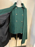 Inverness coat SHORT  -tweed GREEN BLACK