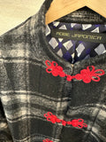 China coat  - WOOL BK GR/BL チャイナキモノコート