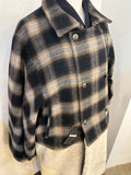 Bicolor coat - wool BRW w/ BEIGE boa-fleece