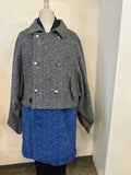 Bicolor coat - wool GR w/ BLUE boa-fleece