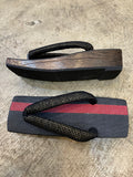 シコロ三味舟形桐下駄 BLACK/RED