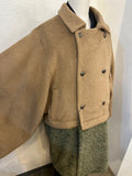 Bicolor coat - wool BEIGE w/ KHAKI boa-fleece