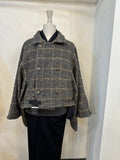 Bicolor coat - wool BR w/ WINE RED boa-fleece