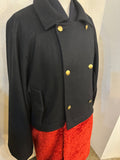 Bicolor coat - cashmere BK w/ RED boa-fleece