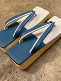カフェぞうり レディース BLUE/LIGHT BLUE GREY 角型