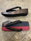 シコロ三味舟形桐下駄 BLACK/RED