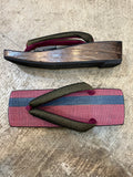 シコロ三味舟形桐下駄 DARK RED/NAVY