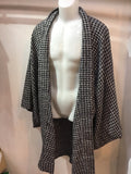 Haori jacket black white tweed