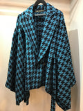 Trench cape coat  ブルー千鳥