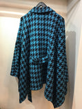 Trench cape coat  ブルー千鳥