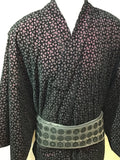 Kimono double black/pink 花柄シフォン袷