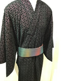 Kimono double black/pink 花柄シフォン袷