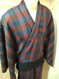 Kimono checked wool blue