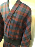 Kimono checked wool blue