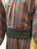 Kimono checked wool blue