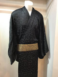 Kimono black double chiffon black dot and geometric