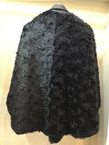 Moto leather vest jacket with fur NAVY ファーケープライダース