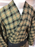 Kimono checked wool khaki