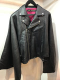 Moto jacket leather haori BLACK ライダースジャケット ダブル