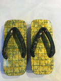 和紙桐下駄：グリーン格子　千両 SIZE L (26.0-28.0cm)