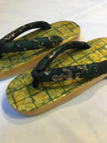 和紙桐下駄 : グリーン格子 for women SIZE S (22.0-24.0cm)