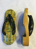 和紙桐下駄 : グリーン格子 for women SIZE S (22.0-24.0cm)