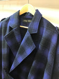 Trench cape coat  BLUE X BLACK CHECK
