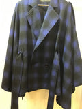 Trench cape coat  BLUE X BLACK CHECK