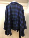 Trench cape coat  BLUE X BLACK CHECK