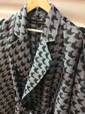 Trench cape coat Houndstooth check silver