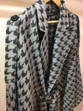 Trench cape coat Houndstooth check silver
